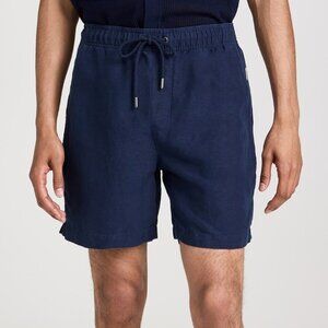 NWT Onia Men's Deep Navy Blue 6" Air Linen Pull-On Shorts size medium